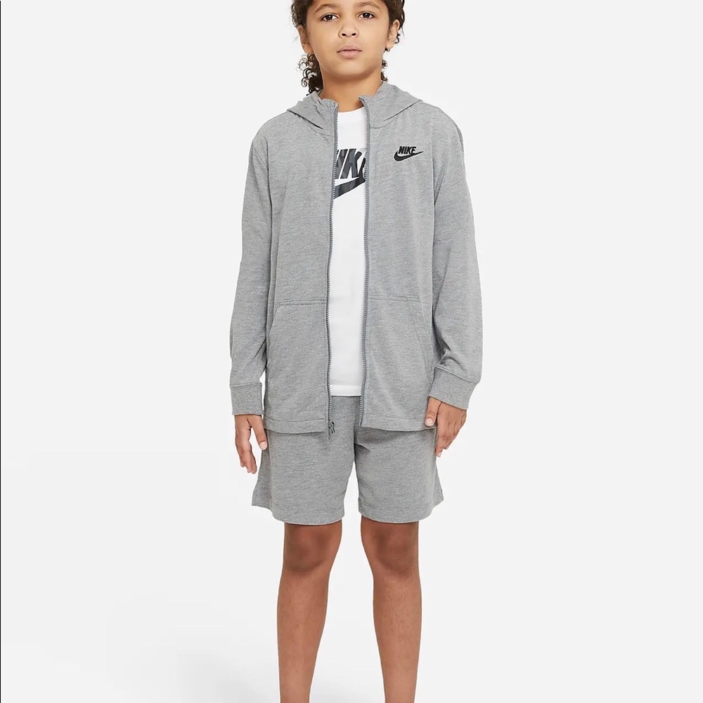 Brand new Nike sportswear zip up hoodie (gray) size large kids. (With tags)